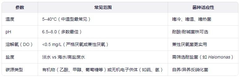 不同反硝化菌的适应范围